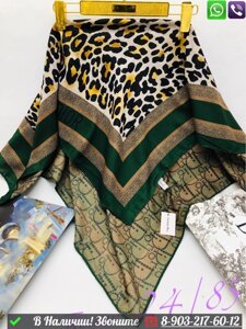 Платок Dior с леопардовым узором Зеленый