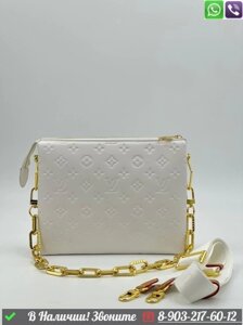 Сумка папка Louis Vuitton белая с цепью