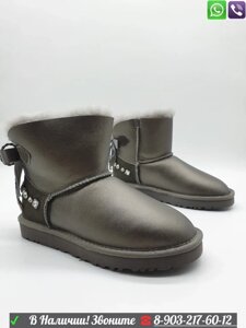 Угги UGG Mini Bailey Braid с бантиком Серый