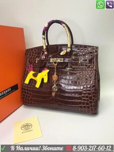 Сумка Hermes Birkin крокодиловая Бордовый Коричневый