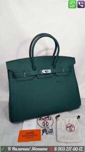 Сумка Гермес Hermes Birkin елочка швы Зеленый