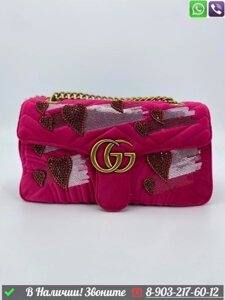 Сумка Gucci GG Marmont замшевая Красный