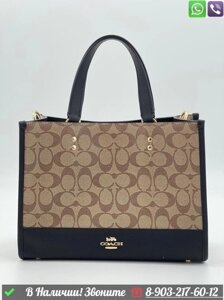 Сумка Coach шоппер в логотип Черный