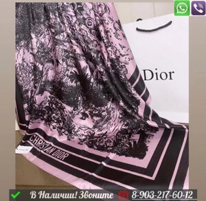 Платок Dior шелковый с узором Розовый