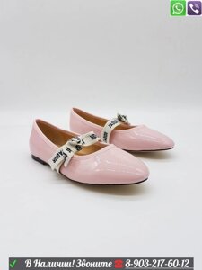 Туфли на плоской подошве Dior лаковые Диор балетки Розовый