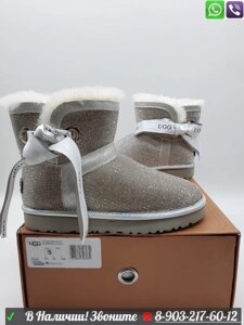 Угги UGG Classic Mini со стразами Серебристый