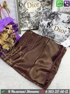 Платок Dior Oblique с бахромой Серый