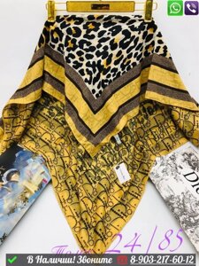 Платок Dior с леопардовым узором Бежевый