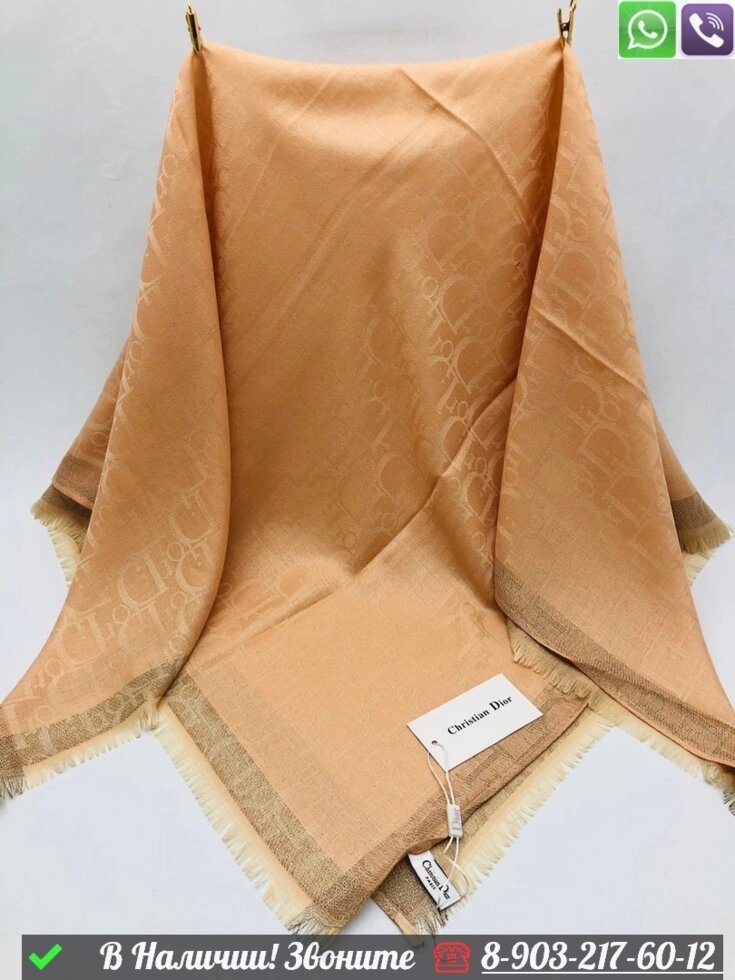 Платок Dior с логотипом Оранжевый от компании Интернет Магазин брендовых сумок и обуви - фото 1