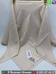 Платок Dior шелковый с логотипом Бежевый