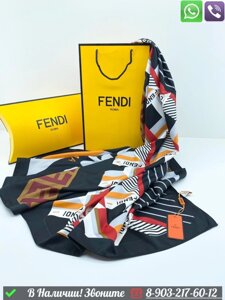 Платок Fendi шелковый с узором Синий