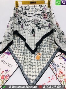 Платок Gucci с цветами Черный