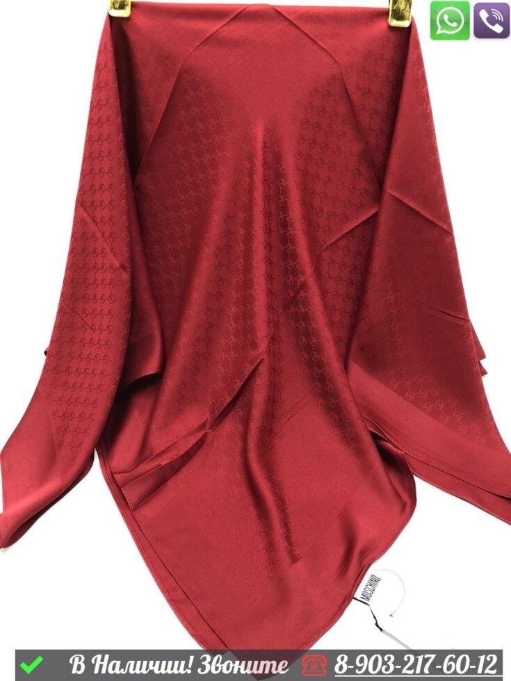 Платок Moschino шелковый с логотипом Красный от компании Интернет Магазин брендовых сумок и обуви - фото 1