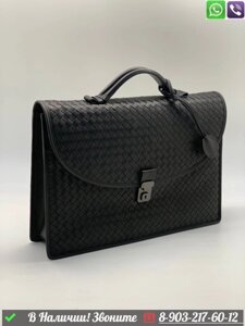 Портфель Bottega Veneta из кожи крокодила черный