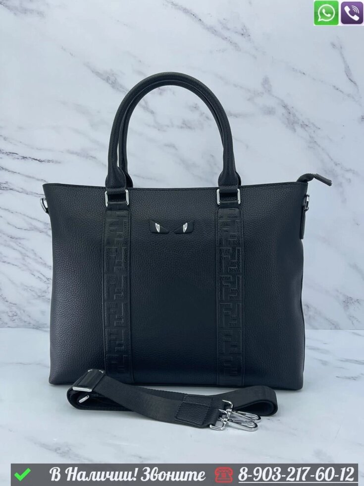 Портфель Fendi кожаный черный от компании Интернет Магазин брендовых сумок и обуви - фото 1