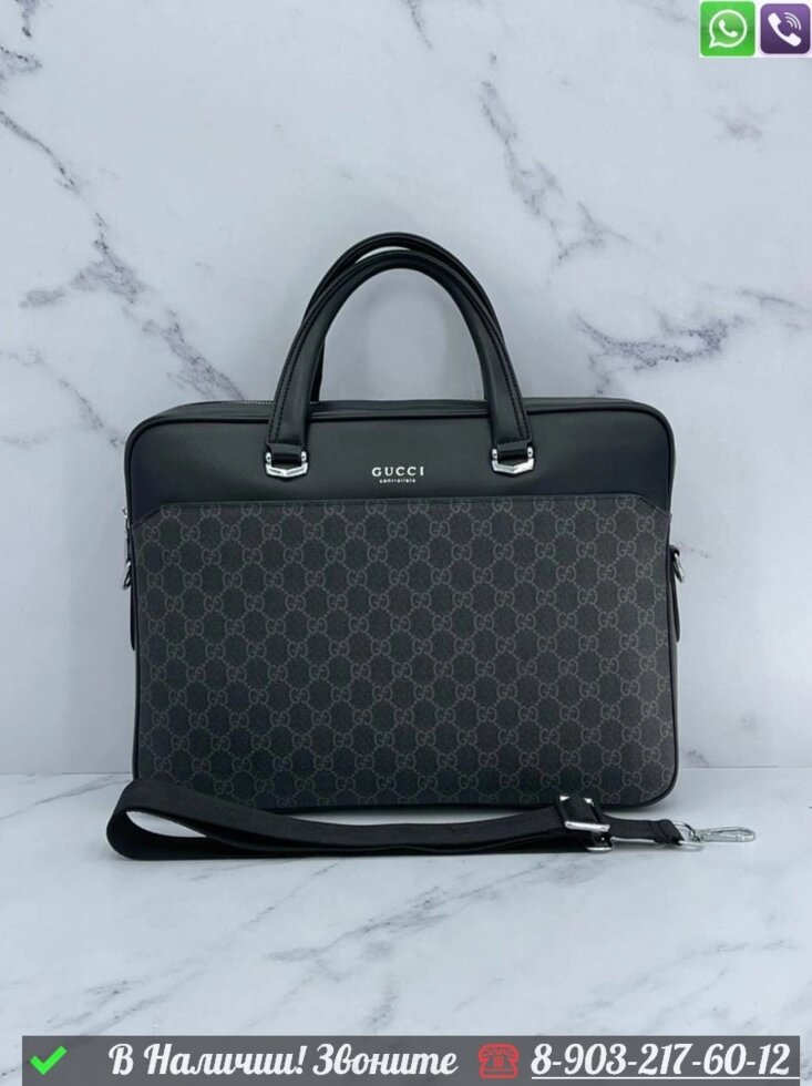 Портфель Gucci черный мужской от компании Интернет Магазин брендовых сумок и обуви - фото 1