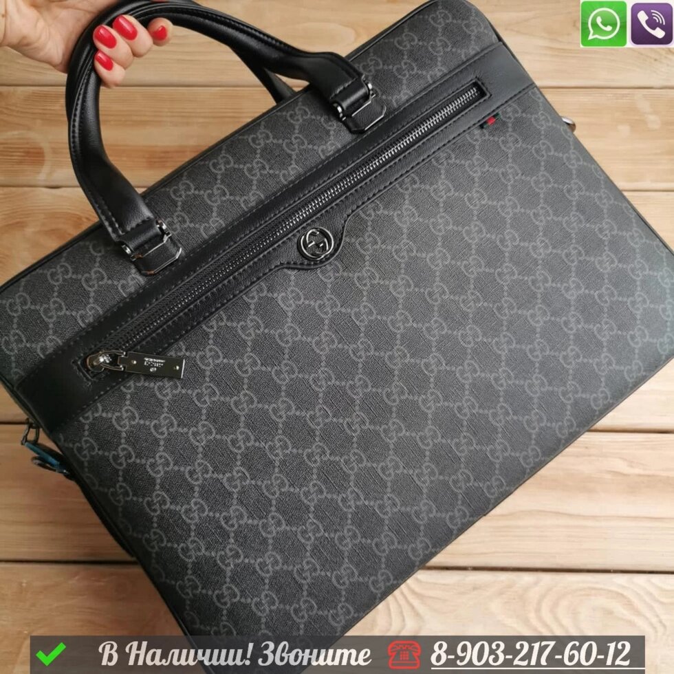 Портфель Gucci черный от компании Интернет Магазин брендовых сумок и обуви - фото 1