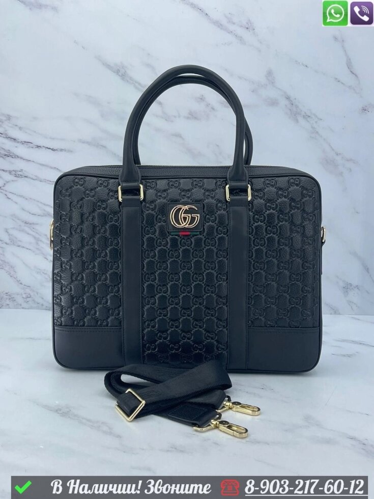 Портфель Gucci черный от компании Интернет Магазин брендовых сумок и обуви - фото 1