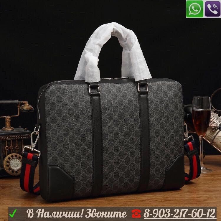 Портфель Gucci GG Supreme черный от компании Интернет Магазин брендовых сумок и обуви - фото 1