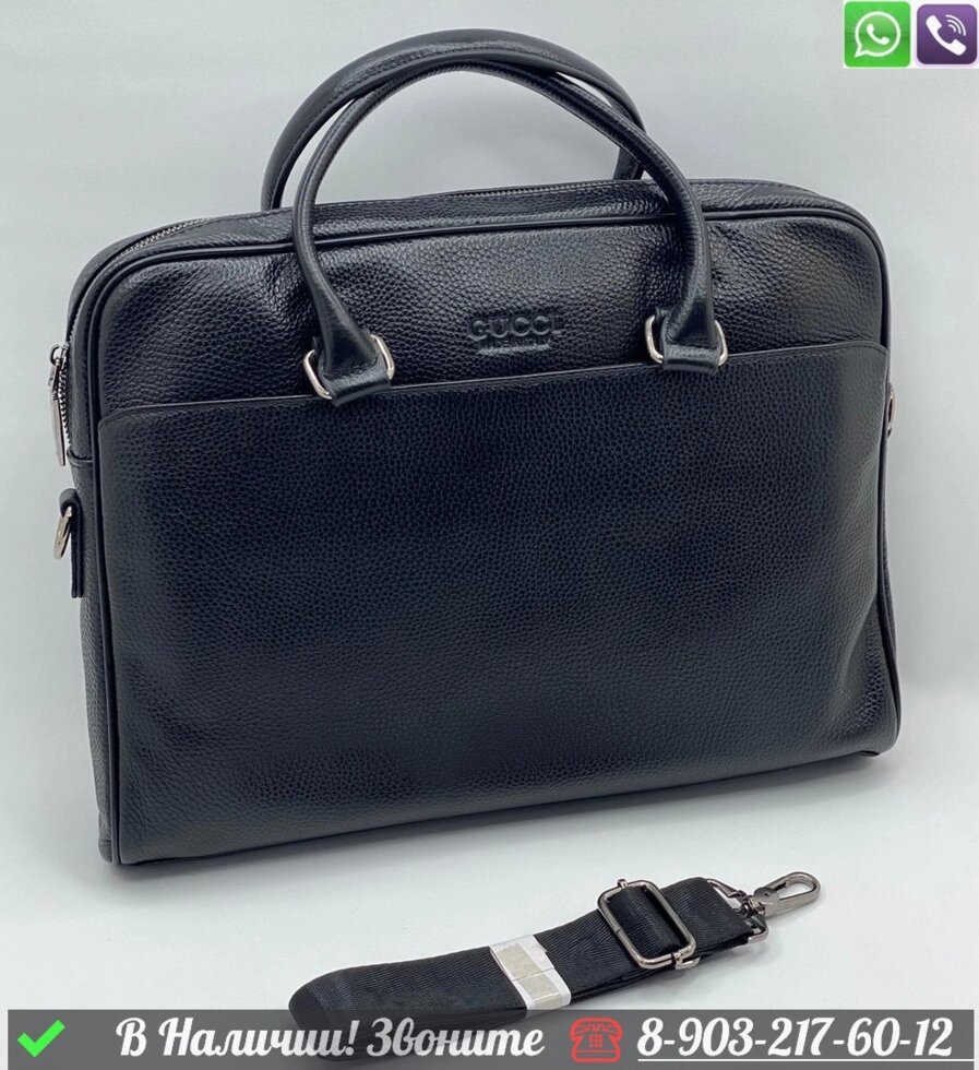 Портфель Gucci кожаный черный от компании Интернет Магазин брендовых сумок и обуви - фото 1