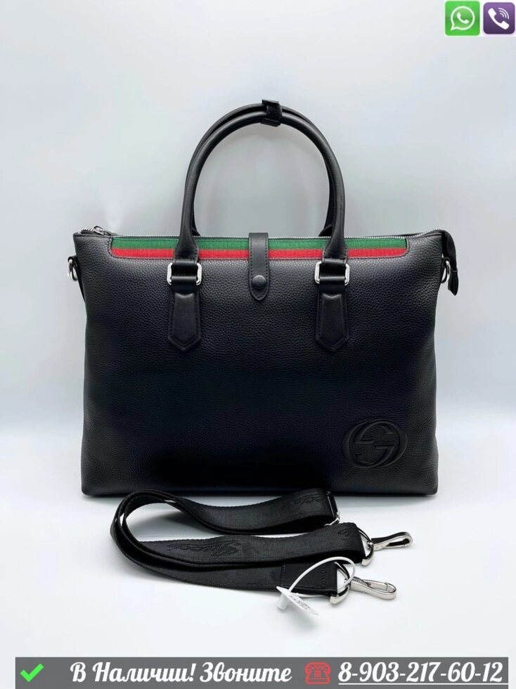 Портфель Gucci кожаный черный от компании Интернет Магазин брендовых сумок и обуви - фото 1