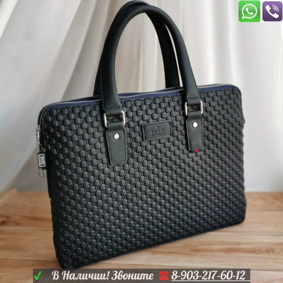 Портфель Gucci кожаный в логотип от компании Интернет Магазин брендовых сумок и обуви - фото 1