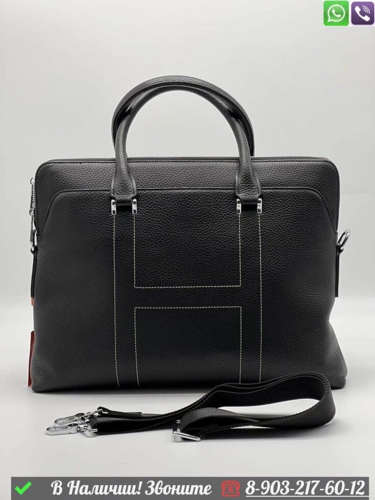 Портфель Hermes кожаный черный от компании Интернет Магазин брендовых сумок и обуви - фото 1