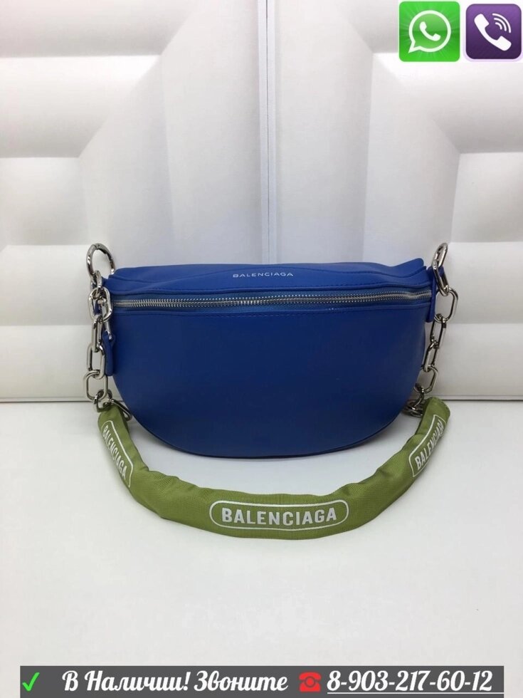 Поясная сумка Balenciaga Баленсиага барсетка на пояс Синий от компании Интернет Магазин брендовых сумок и обуви - фото 1