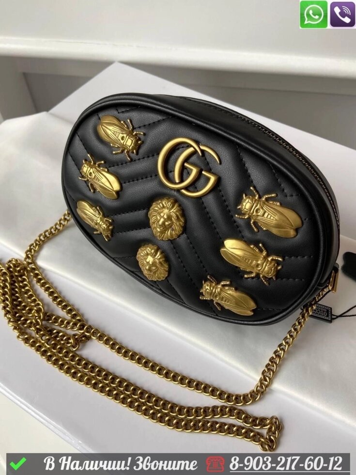 Поясная сумка Gucci GG Marmont Черный от компании Интернет Магазин брендовых сумок и обуви - фото 1