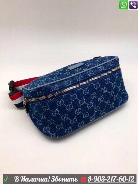 Поясная сумка Gucci Logo Синий от компании Интернет Магазин брендовых сумок и обуви - фото 1