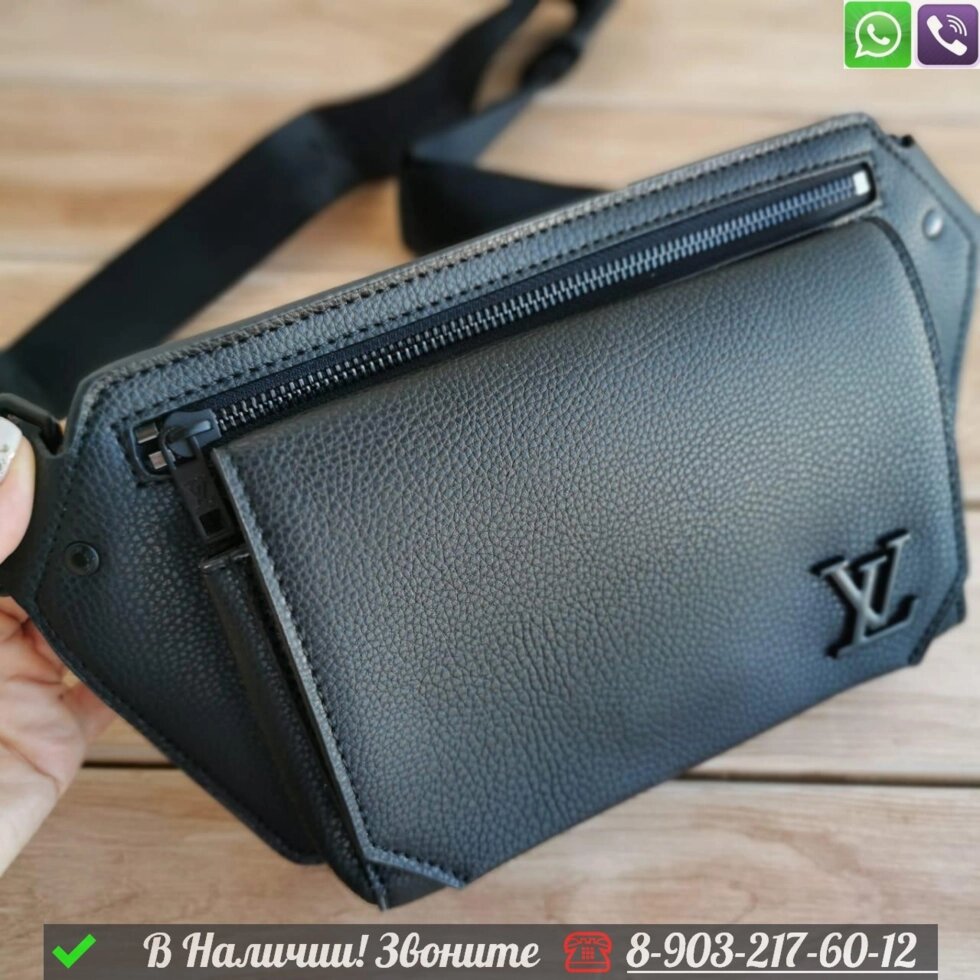 Поясная сумка Louis Vuitton Aerogram черная от компании Интернет Магазин брендовых сумок и обуви - фото 1