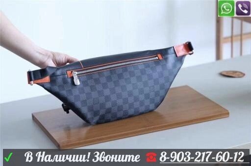 Поясная сумка Louis Vuitton Discovery Серая с оранжевой надписью 1888 от компании Интернет Магазин брендовых сумок и обуви - фото 1