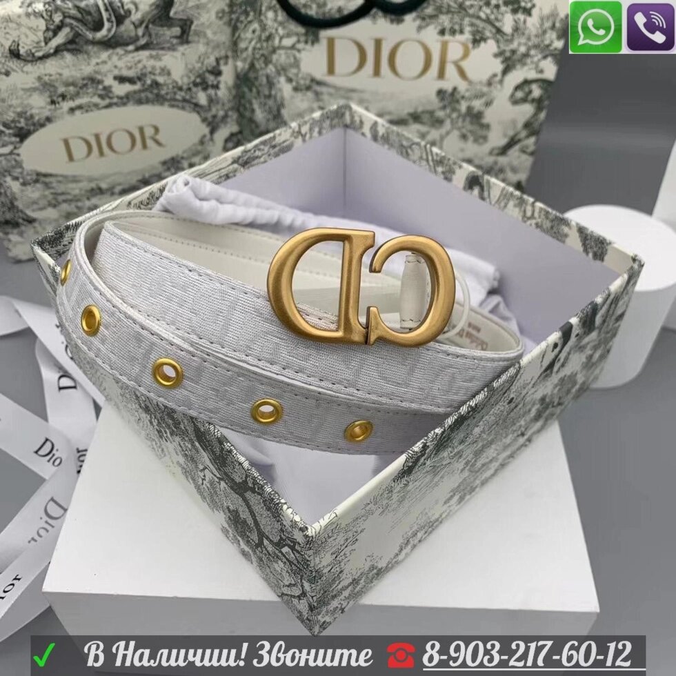 Ремень Christian Dior белый от компании Интернет Магазин брендовых сумок и обуви - фото 1