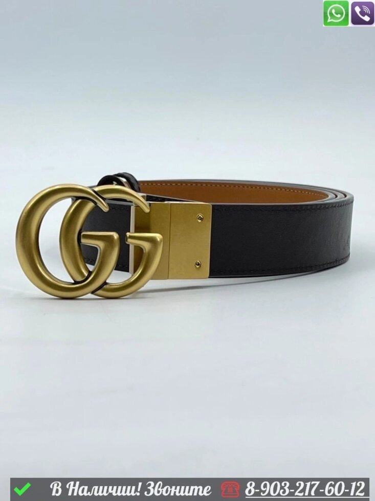 Ремень Gucci двухсторонний Черный от компании Интернет Магазин брендовых сумок и обуви - фото 1