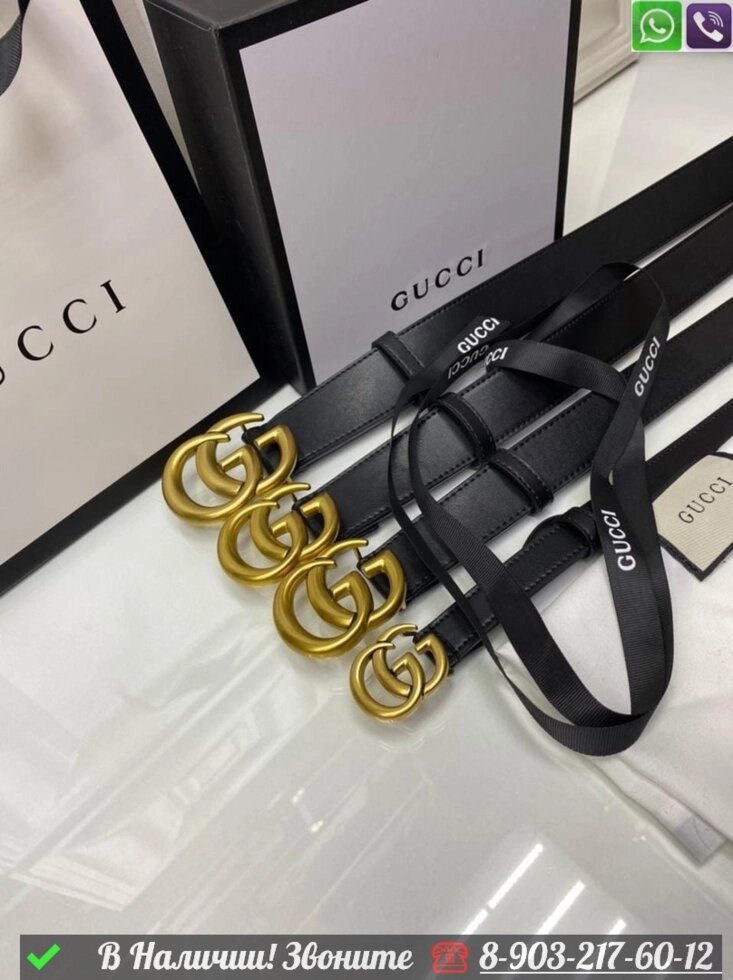 Ремень Gucci кожаный черный от компании Интернет Магазин брендовых сумок и обуви - фото 1