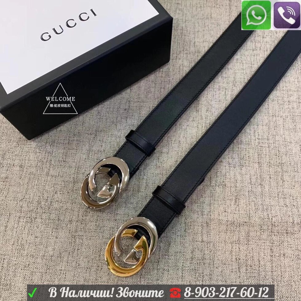 Ремень Gucci с логотипом от компании Интернет Магазин брендовых сумок и обуви - фото 1