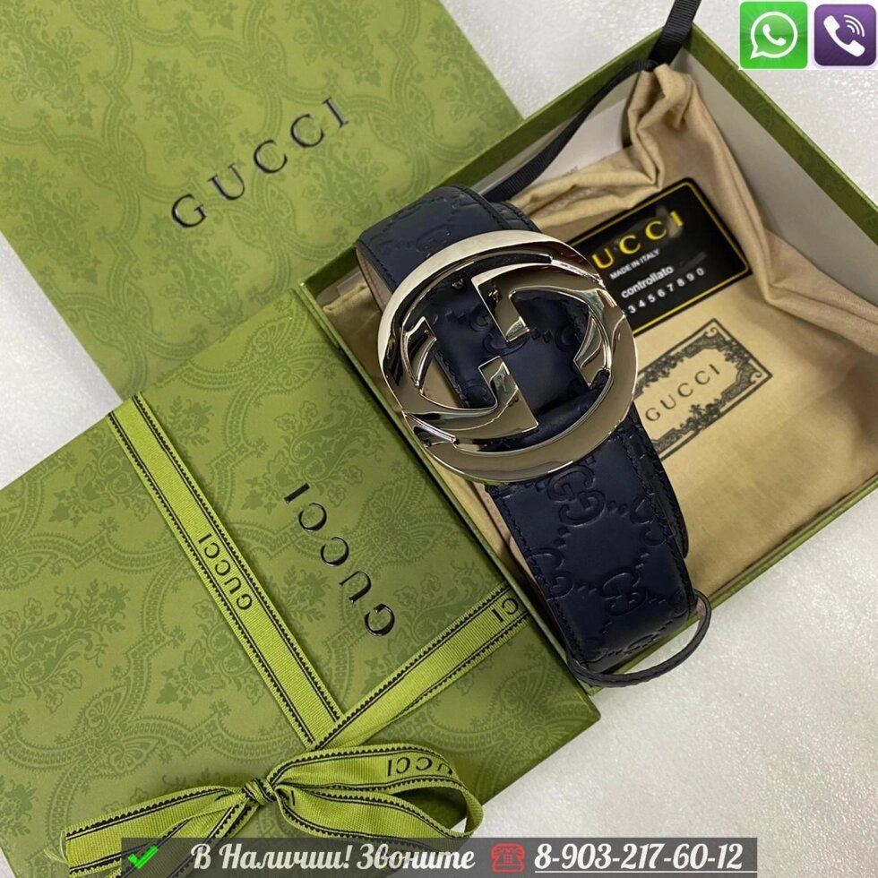 Ремень Gucci signature черный мужской от компании Интернет Магазин брендовых сумок и обуви - фото 1
