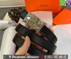 Ремень Hermes CDC Collier De Chien c пряжкой в виде замка Черный