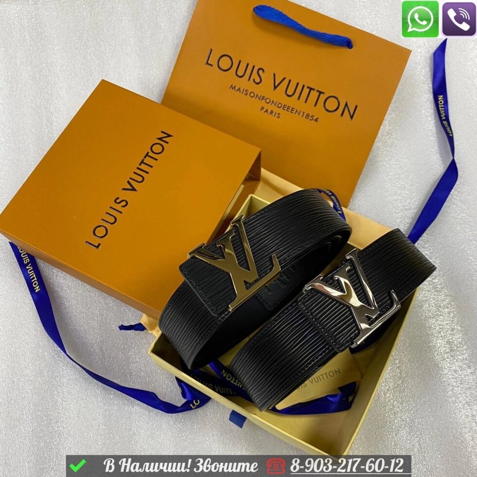 Ремень Louis Vuitton initiales черный от компании Интернет Магазин брендовых сумок и обуви - фото 1
