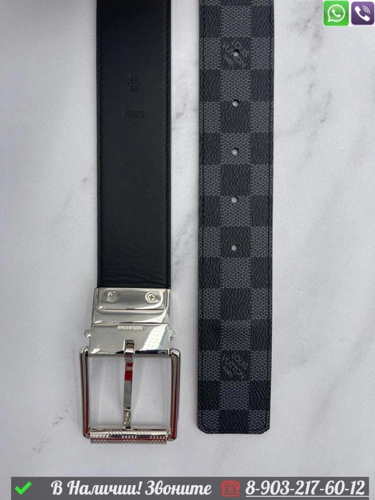 Ремень Louis Vuitton кожаный черный от компании Интернет Магазин брендовых сумок и обуви - фото 1