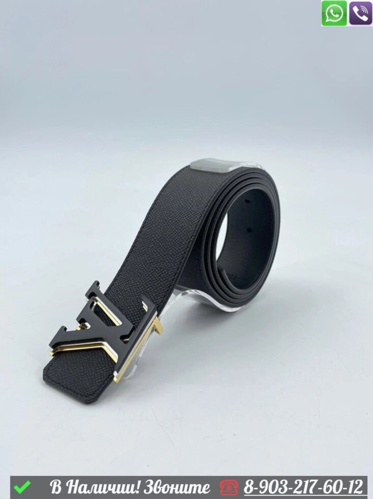 Ремень Louis Vuitton кожаный черный от компании Интернет Магазин брендовых сумок и обуви - фото 1
