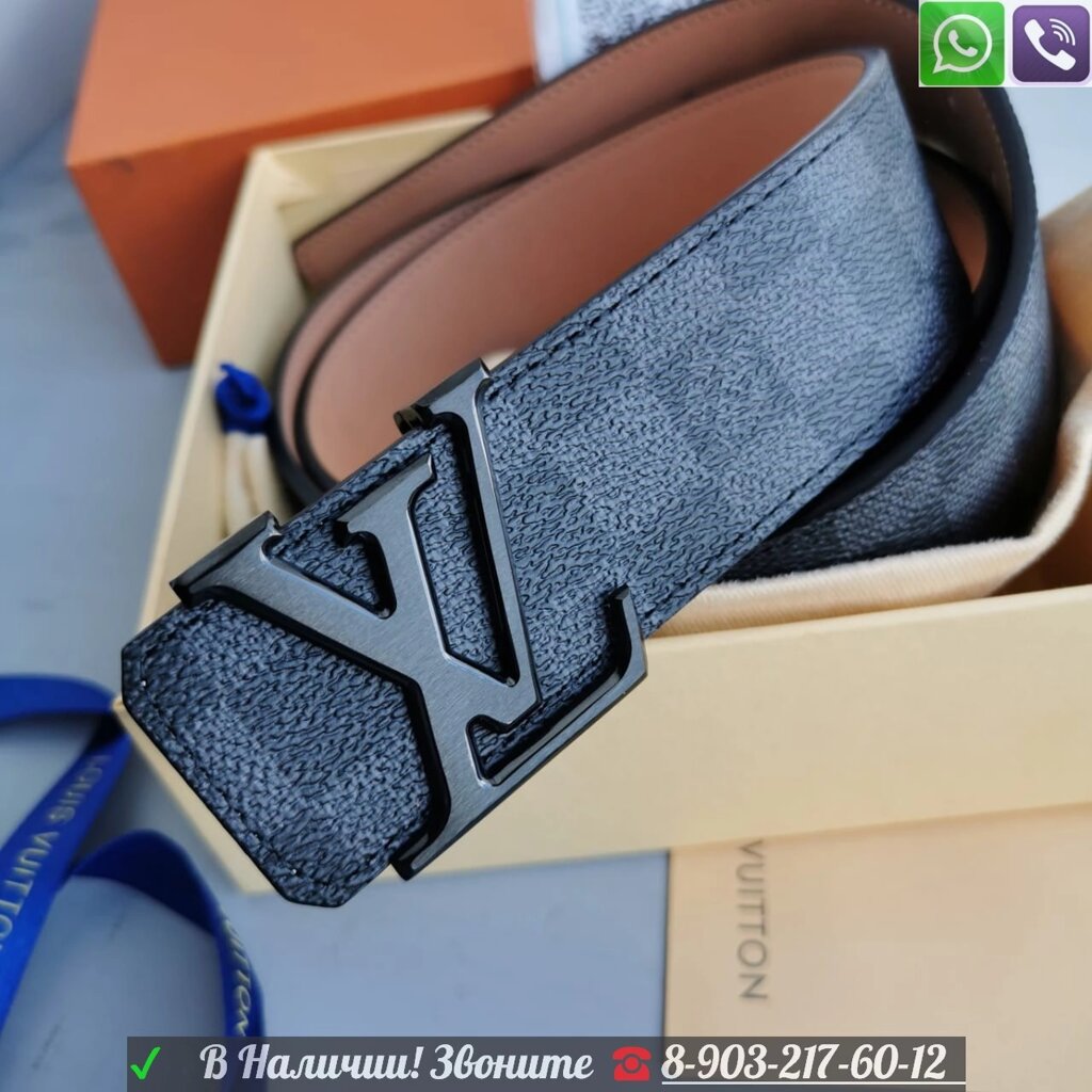Ремень Louis Vuitton LV Initiales черный Черный от компании Интернет Магазин брендовых сумок и обуви - фото 1