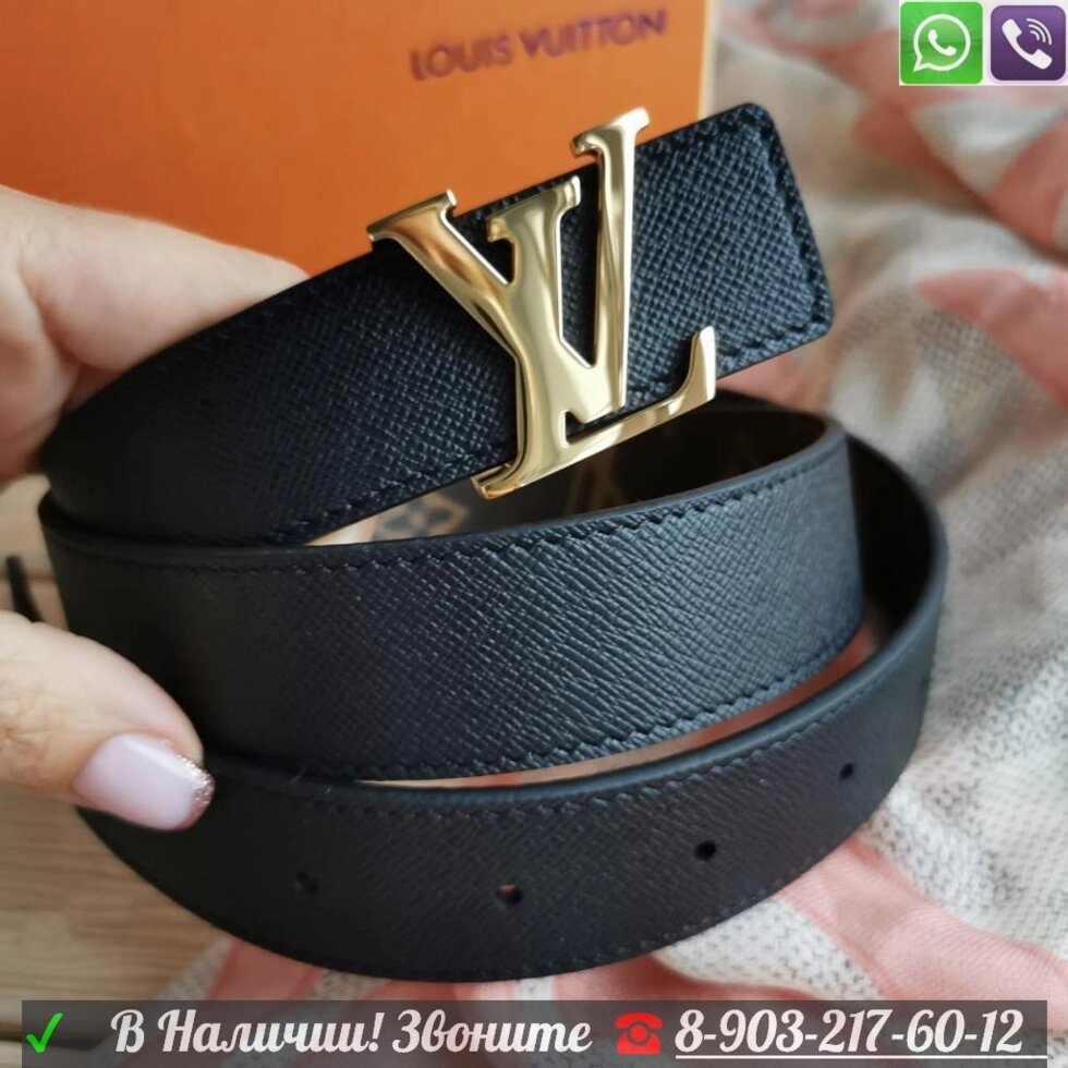 Ремень Louis Vuitton LV Initiales черный от компании Интернет Магазин брендовых сумок и обуви - фото 1