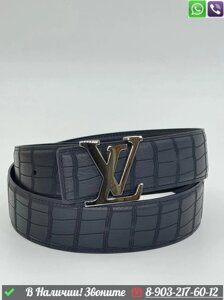 Ремень Louis Vuitton LV Initiales крокодиловый черный