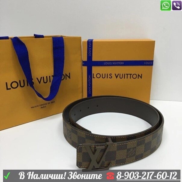 Ремень Louis Vuitton Lv Initials Луи Витон Коричневый от компании Интернет Магазин брендовых сумок и обуви - фото 1