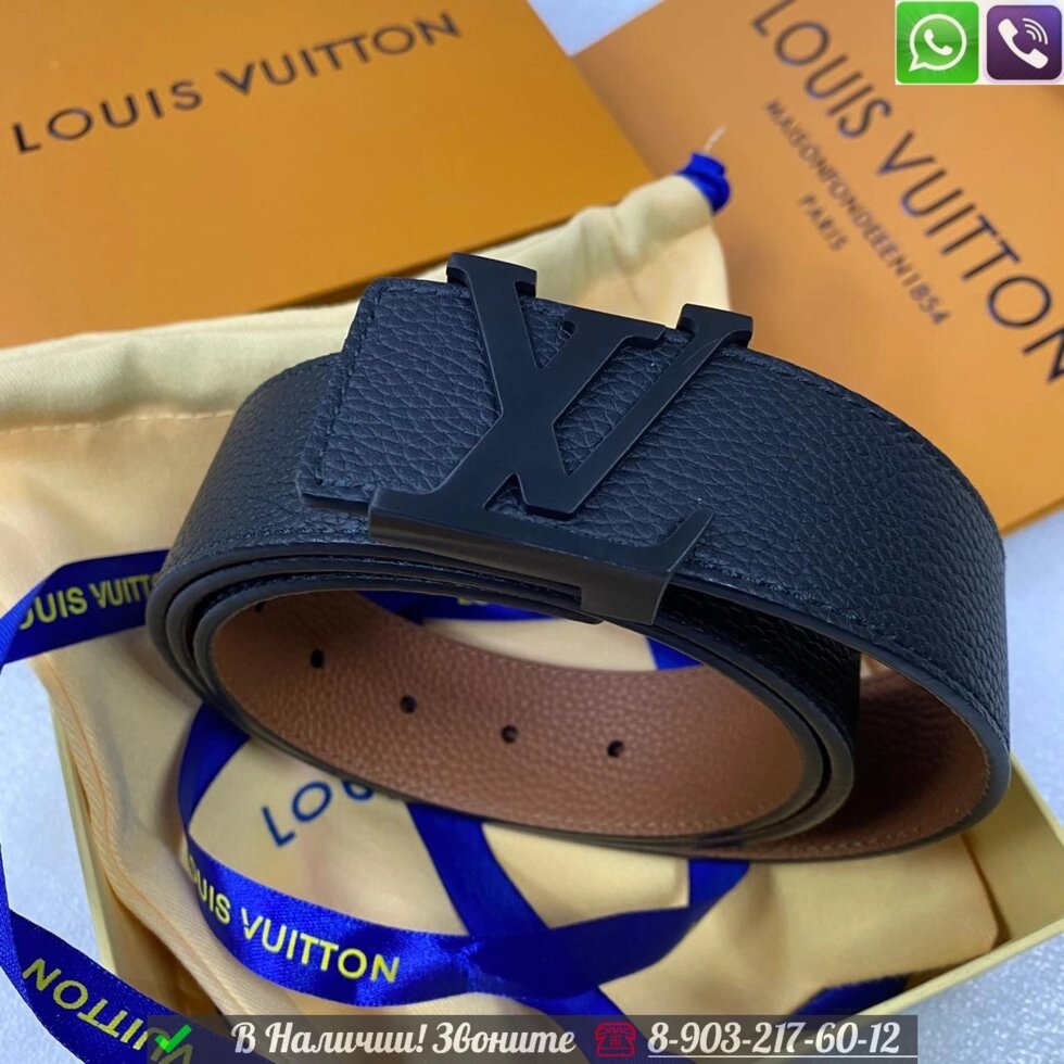 Ремень Louis Vuitton с черной пряжкой от компании Интернет Магазин брендовых сумок и обуви - фото 1