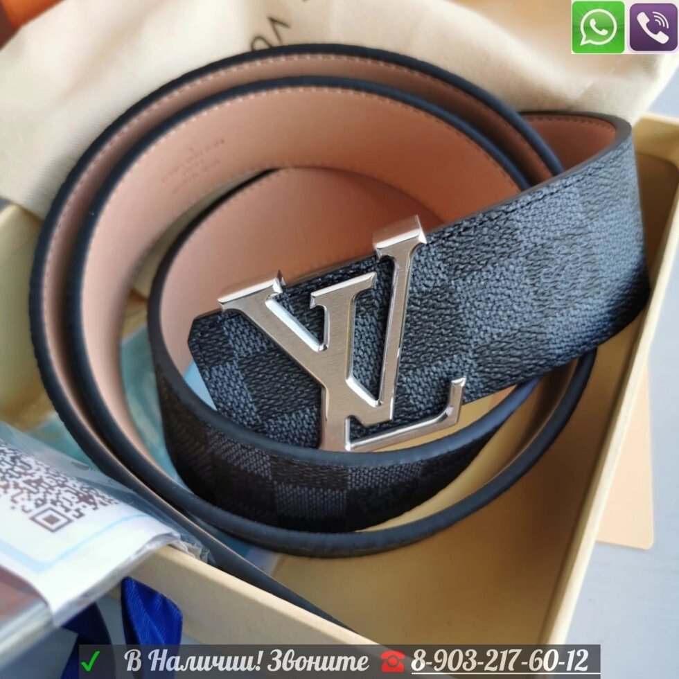 Ремень Louis Vuitton серый Синий от компании Интернет Магазин брендовых сумок и обуви - фото 1