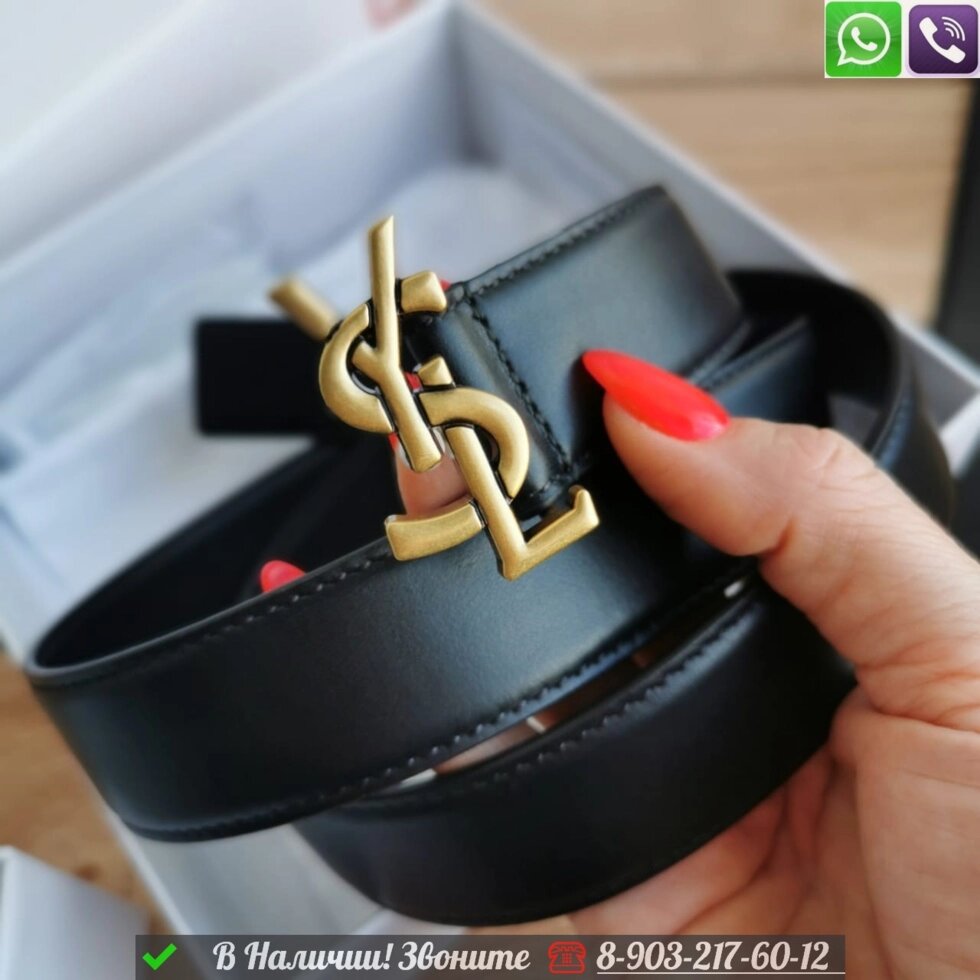 Ремень Saint Laurent черный YSL от компании Интернет Магазин брендовых сумок и обуви - фото 1