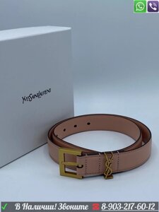 Ремень Yves Saint Laurent Monogramme кожаный Пудровый