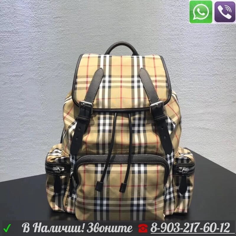 Рюкзак Burberry Rucksack Тканевый Берберри c карманами Бордовый от компании Интернет Магазин брендовых сумок и обуви - фото 1